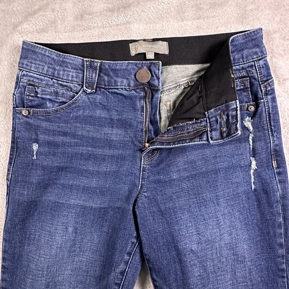 Wit & Wisdom Ab-solution Blue Cropped Flare Distressed‎ Jeans Size 10 W31